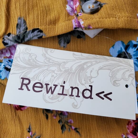 Rewind Floral Mini Dress Gold Metal Womens XXL New - Picture 6 of 7